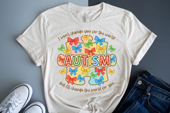 Autism Awareness Puzzle Bow PNG: Graphics & T-Shirt Designs
