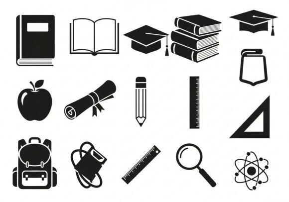 Black and White School Education Books Graphics