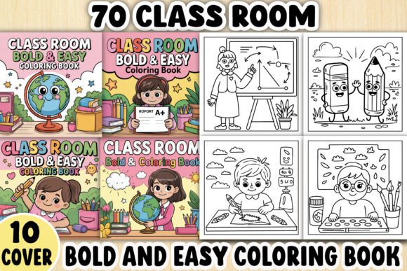 Class Room Bold Easy Coloring Book – Graphics & Coloring Pages for Crafters