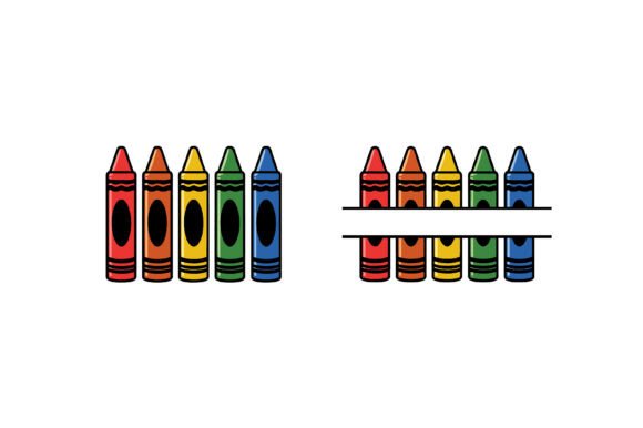 Colorful Crayon Vector Graphics for Kids Crafts