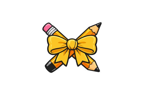 Cute Pencil Bow Icon for Crafts and Graphics