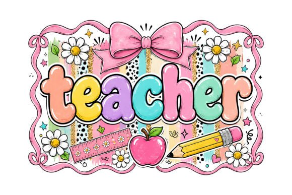 Cute Teacher Rainbow School SVG: Graphics & T-Shirt Designs