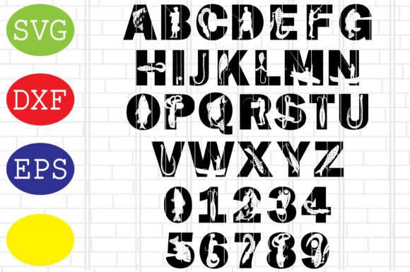 Fishing Alphabet & Number SVG Graphics for Crafts