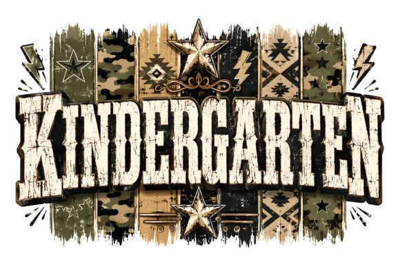 Kindergarten Vintage Camo SVG: Graphics & T-Shirt Designs