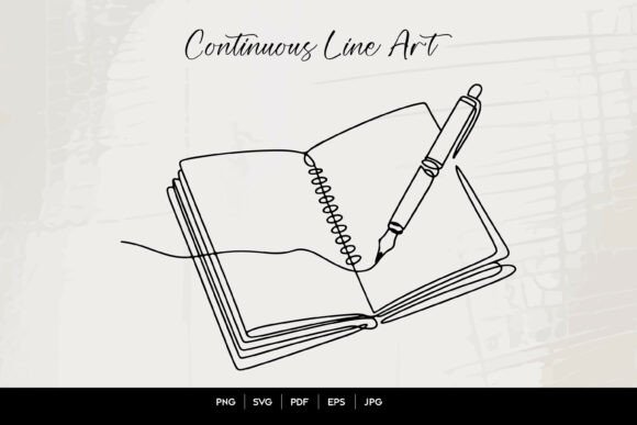 Notebook and Pen Line Art Graphics for Crafts