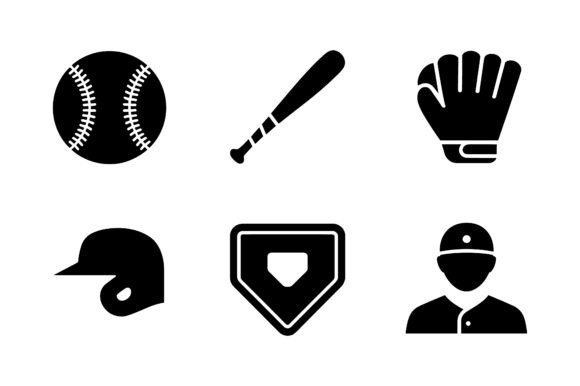 Play Ball: Baseball Game Player Icon Set EPS for Blog Graphics & Editorial Design