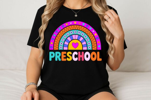 Preschool Rainbow Design with Hearts for T-Shirt Graphics