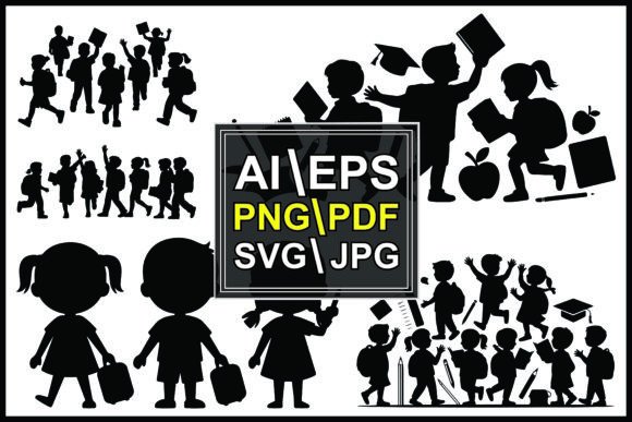 School Silhouettes Graphics & Illustrations Review