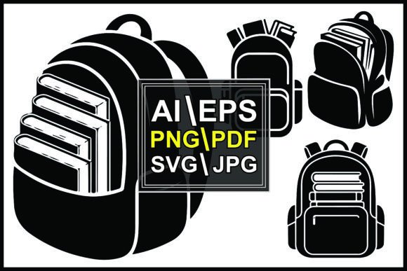 Silhouette Backpacks with Books School Graphics & Illustrations