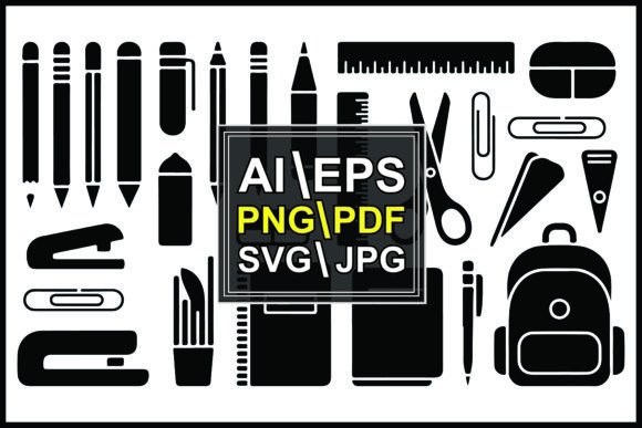 Silhouette School Supplies Graphics & Illustrations