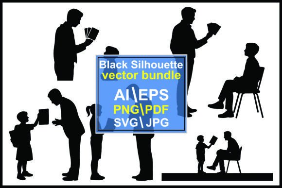 Silhouettes of People Reading Books