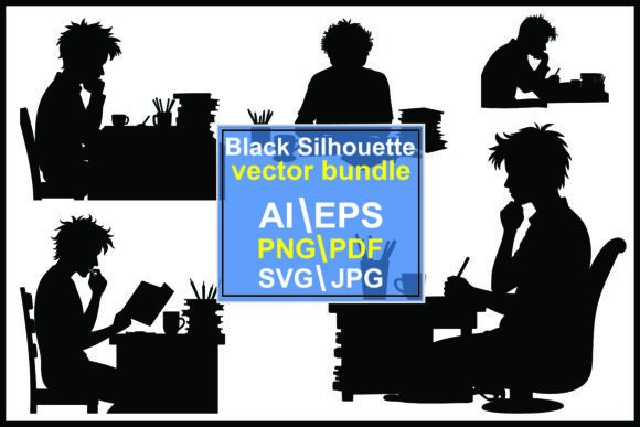Student Writing Silhouette: A Thoughtful Design Asset for Local Branding and Packaging